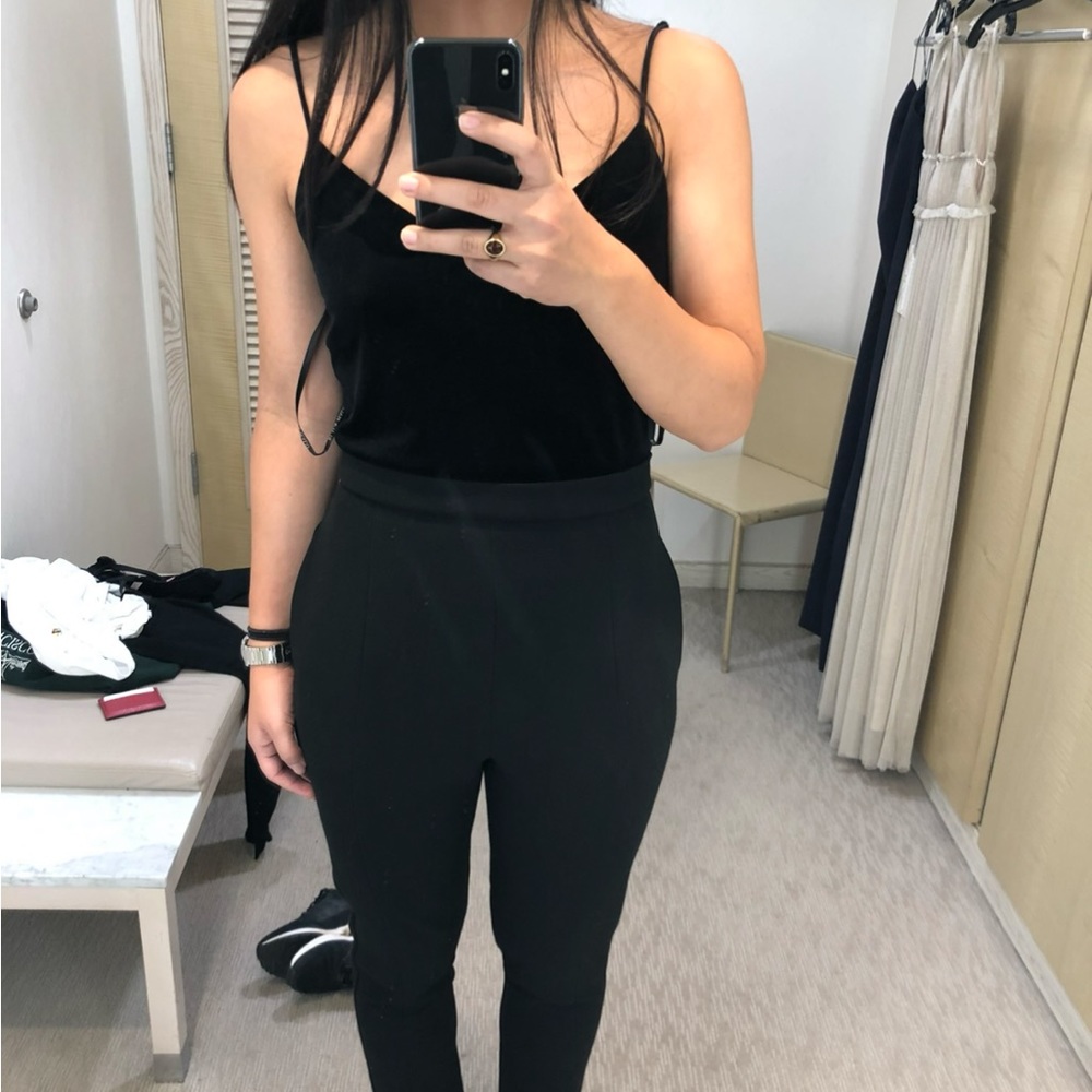 Black Halo jumpsuit size 4, velvet on top